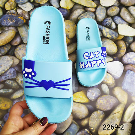 Жіночі шльопанці модні з котиками силіконові на піні Happy Cat, фото 1
