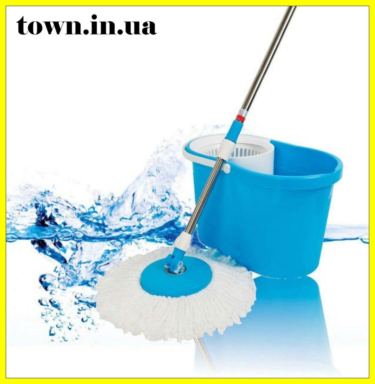 Швабра з відром з автоматичним віджимом, Spin Mop 360, мотузкові швабра ледащо для підлоги з турбо віджимом