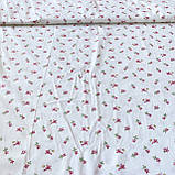 Сатин з дрібними темно-рожевими квіточками на білому, ш. 160 см, фото 2