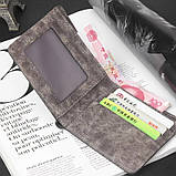 Гаманець чоловічий темно сірий подвійного складання з тканини, фото 2