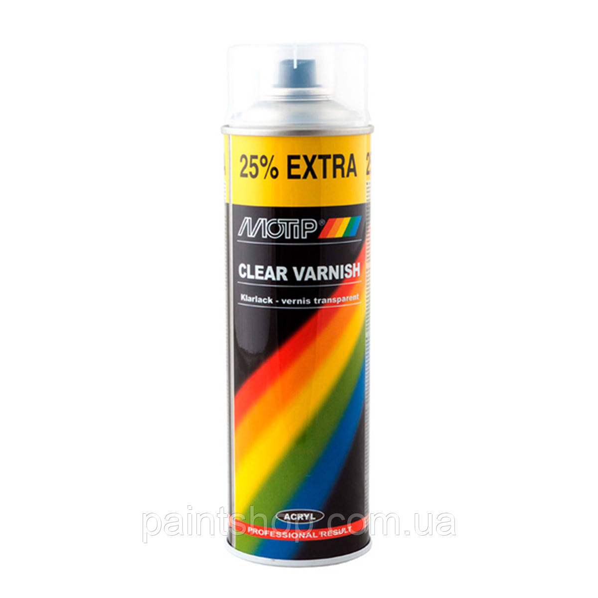 Лак аерозольний акриловий Motip Clear Varnish глянцевий 500 мл, фото 1