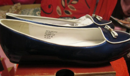 Туфлі балетки жіночі блакитні лакові невеликі платформи 37р
