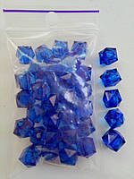 Бусина кубик прозрачный гранёный синий