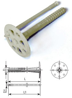 Дюбель для теплоізоляції 10х140/цвях пласт. 100шт/уп