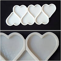 Молд силіконовий для льодяників і ізомальту Сердечка на 6 комірок 5 см