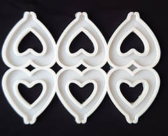 Молд силіконовий для льодяників і ізомальта Сердечка з виїмкою на 6 комірок 5,5 см на 6,0 см