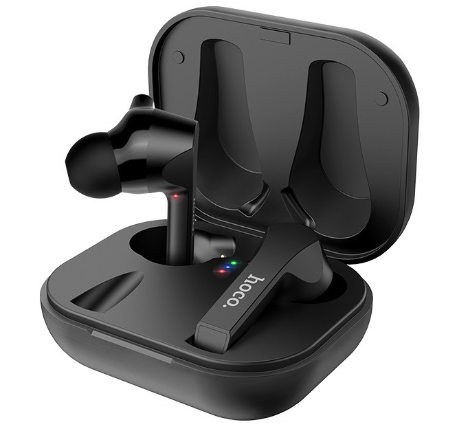 Навушники Bluetooth TWS HOCO Pleasure wireless headset ES34 в кейсі, чорні, фото 1