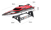 Катер на радиоуправлении HJ808 25 км/ч 150 м 1100mAh 36см червоний кораблик на пульту детская игрушка