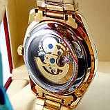 Водонепроникні оригінальні механічні наручні годинники скелетоны Skmei 9194 золотого кольору з автопідзаводом, фото 4
