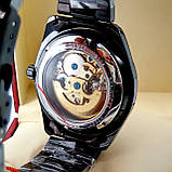 Водонепроникні оригінальні механічні наручні годинники скелетоны Skmei 9194 чорного кольору з автопідзаводом, фото 4