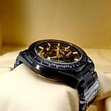 Водонепроникні оригінальні механічні наручні годинники скелетоны Skmei 9194 чорного кольору з автопідзаводом, фото 3
