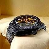 Водонепроникні оригінальні механічні наручні годинники скелетоны Skmei 9194 чорного кольору з автопідзаводом, фото 2