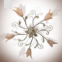 Красива стельова люстра з декором із листя для залу, спальні на 5 ламп 11705-1 серії "Лантана"