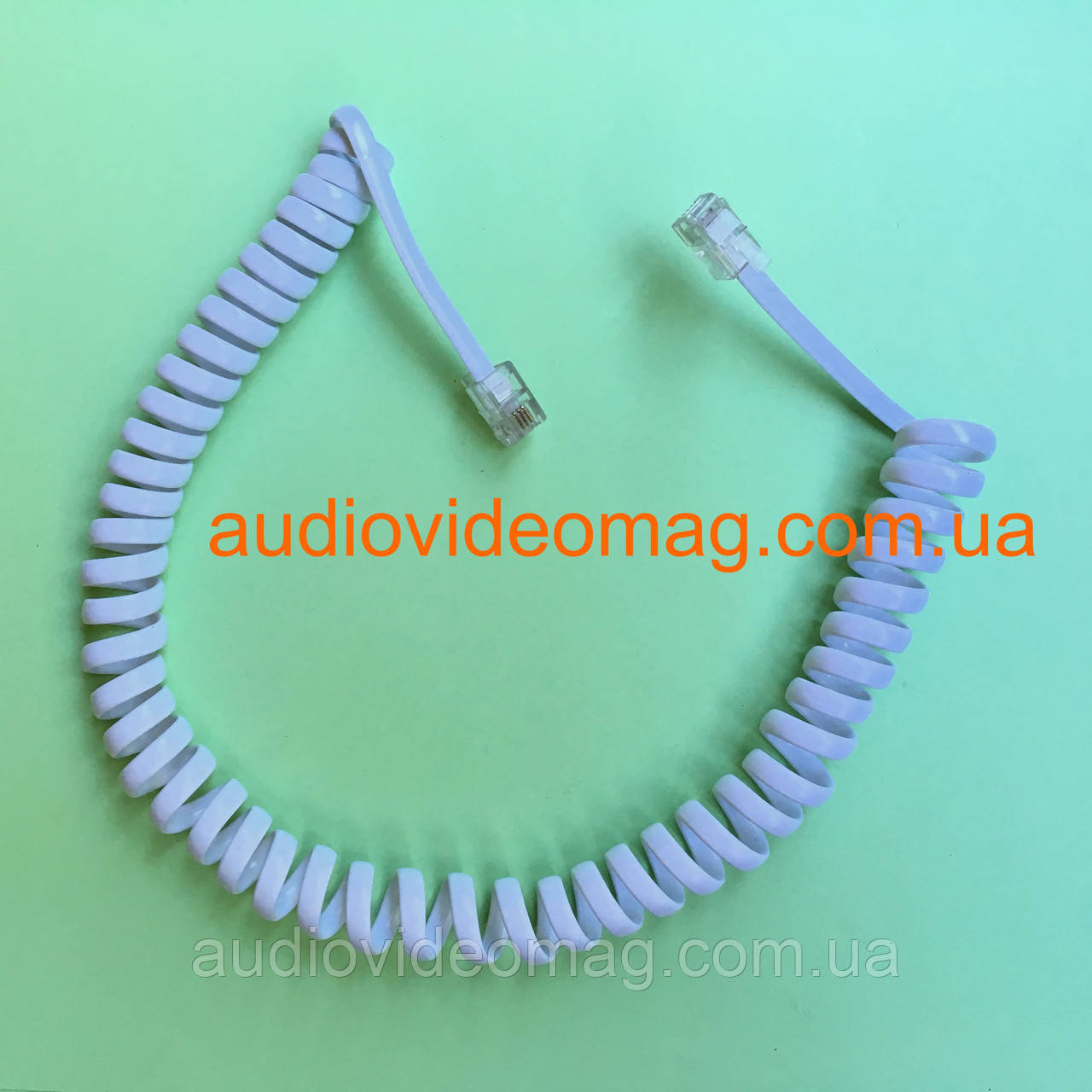 Витой кабель, шнур RJ-9 (4Р4С), для телефонной трубки, длина от 0,3 до 2 метров, белый - фото 1 - id-p1219644892
