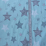 Тканина з візерунчастими зірками на бірюзовому, ширина 160 см, фото 2