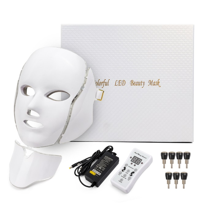 Фотодинамічна LED маска Smart Bubbles з мікрострумами для особи і накладкою для шиї (7 світлових спектрів)