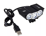 Фара сова 3 х SOLARSTORM CREE XM-L2 USB 2400люмен велофара УСБ 3 діода, фото 2
