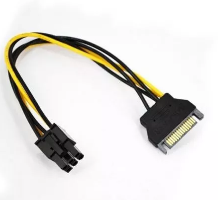 Перехідник 15 pin SATA - > 6 pin для PCI-E кабель подовжувач 18AW сата, фото 1