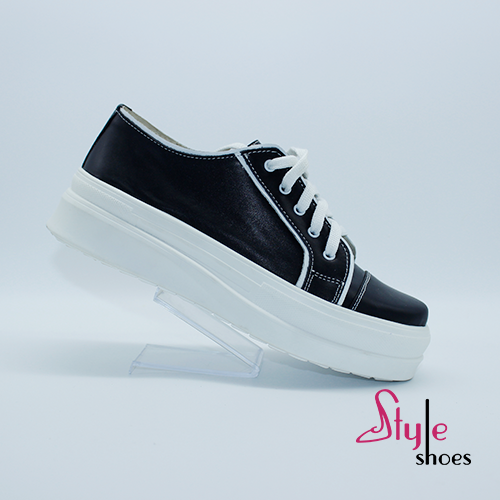 Чорні снікерси шкіряні жіночі  "Style Shoes"