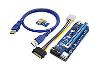 Адаптер-Райзер RISER Dynamode Pci-E X1 To 16X, Usb 3.0 Cable Sata To 4Pin Ide Molex or Sata Power (PCE164P-NO3