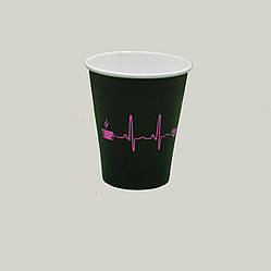 Паперовий одноразовий стаканчик Пульс, 175 мл - 50шт/уп - кр 69 чорний для кави американо чаю