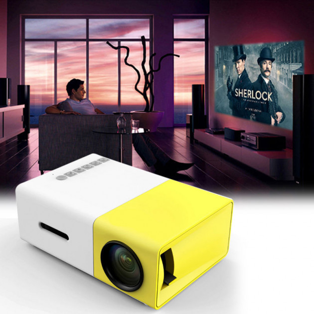 Портативний проектор міні LED Projector YG-300 White/Yellow Проектор для домашнього кінотеатру, фото 1
