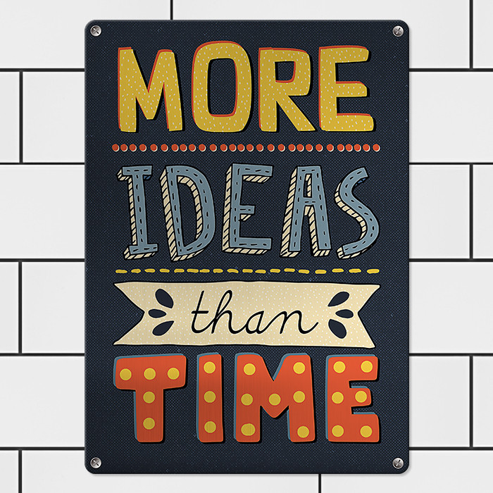 Табличка металева More ideas than time 26х18,5 см (MET_20J079_SER), фото 1