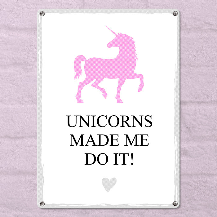 Табличка металева Unicorns made me do it! 26х18,5 см (MET_20J050_WH), фото 1