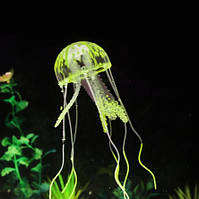 Медуза для акваріума силіконова 10 на 22 см жовтий