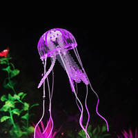 Медуза в аквариум фиолетовая - диаметр шапки около 9,5см, длина около 18см, силикон, (в темноте не светится)