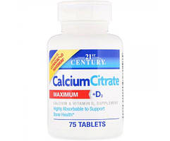 Вітаміни Кальцій 21st Century Calcium Citrate + D3 Maximum 75таб