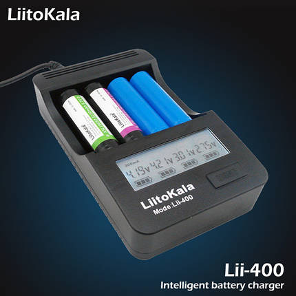 Універсальний зарядний пристрій Liitokala Lii-400 4 канали, Ni-Mh/Li-ion 220V/12V Powerbank LCD, фото 2