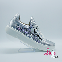 ЖІНОЧІ ШКІРЯНІ КРОСІВКИ. КОЛІР СРІБЛО STYLE COLOR, фото 3