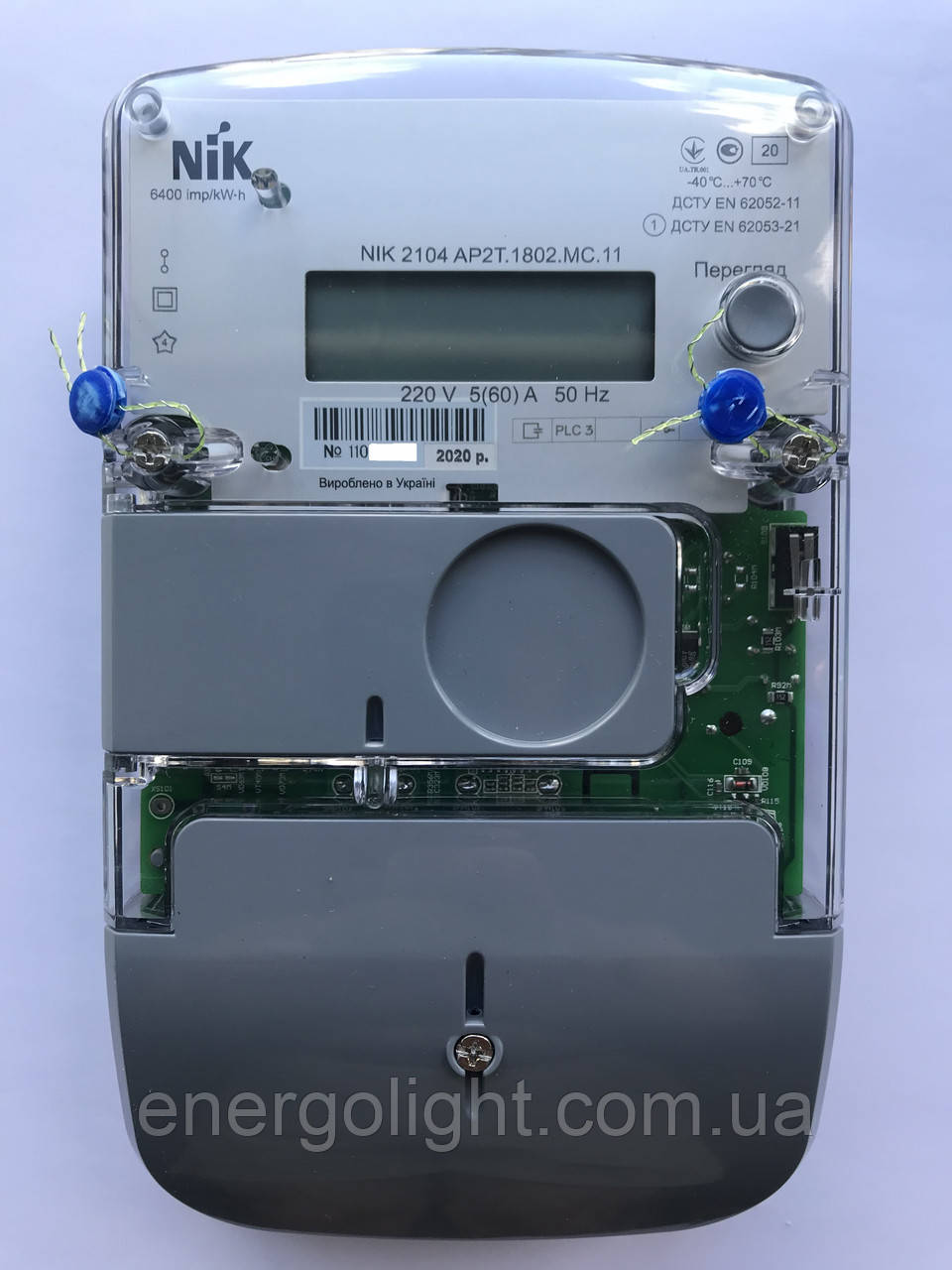 Лічильник електроенергії NIK 2104 AP2T.1802.МС.11 5(60)А, PLC3-модуль (Симтек), реле керування навантаженням