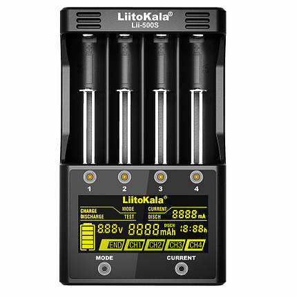 Універсальний зарядний пристрій Liitokala Lii-500s 4 канали Ni-Mh/Li-ion 220V/12V Powerbank Test LCD, фото 1