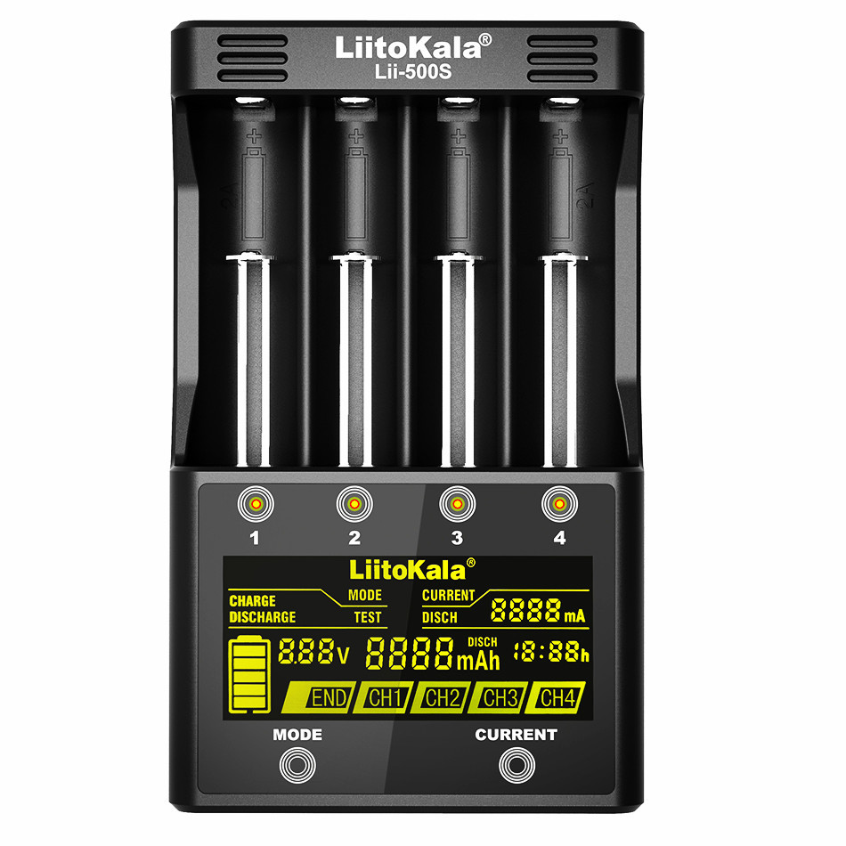 Универсальное зарядное устройство Liitokala Lii-500s 4 канала Ni-Mh/Li-ion 220V/12V Powerbank Test LCD - фото 1 - id-p1219865244