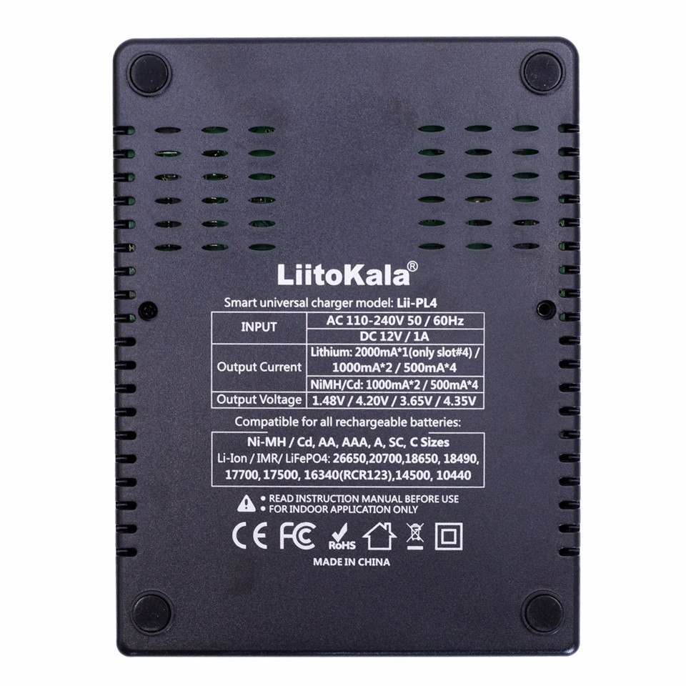 Универсальное зарядное устройство Liitokala Lii-PL4 4 канала Ni-Mh/Li-ion/LiFePO4 220V/12V LED - фото 4 - id-p1219917135