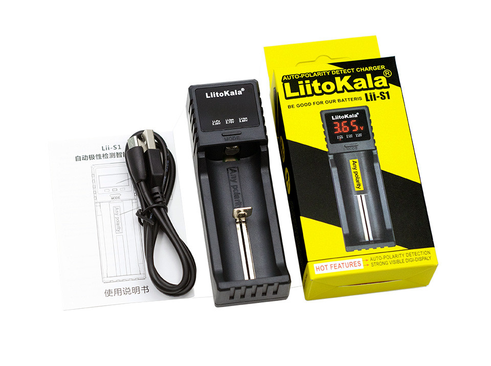 Универсальное зарядное устройство Liitokala Lii-S1 1 канал Ni-Mh/Li-ion/LiFePo4 USB LCD - фото 3 - id-p1219934117