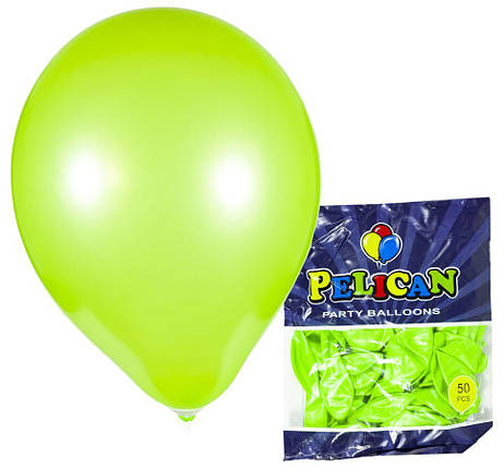 Кульки повітряні Pelican 10' (26 см) перламутр салатовий 50шт/уп 1050-740 KNZ, фото 1