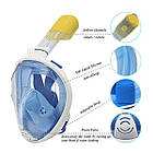Маска для підводного плавання дайвінгу Tribord Easybreath Синя/ Водолазна маска кріпленням для камери, фото 2