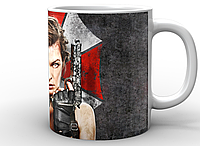 Кружка чашка Gee! белая Resident Evil Обитель зла элис на фоне лого RE.02.015