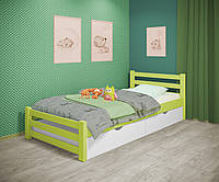 Односпальная кровать Ламия зеленая, массив ольхи