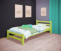 Односпальная кровать Томас зеленая, массив ольхи