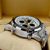 Водонепроникні оригінальні електронні наручні годинники Skmei 1389 dual time подвійне час срібного кольору, фото 5