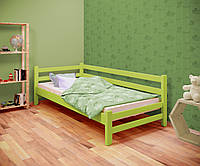 Односпальная угловая кровать Томас зеленая, массив ольхи