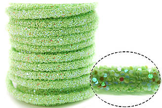 Порожнистий шнур покритий блискітками 6 мм 1 м Салатовий АВ