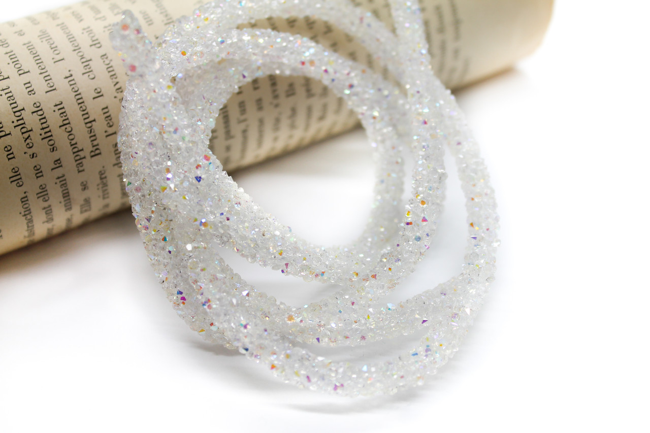 Стразовий шнур 6 мм 1 м Білий АВ(801), фото 1