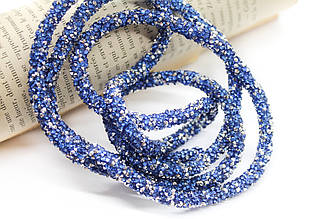 Стразовий шнур 6 мм 1 м Синій та срібло_814 S