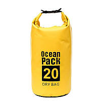 Водонепроницаемый гермомешок Ocean Pack 20L сверхпрочный материал (ПВХ) Желтый