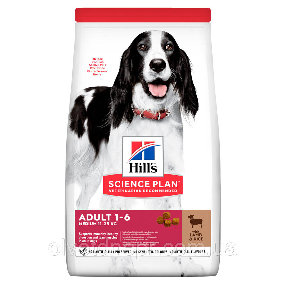 Сухий корм Хіллс Hills для середніх собак з ягням та рисом 1-7 років